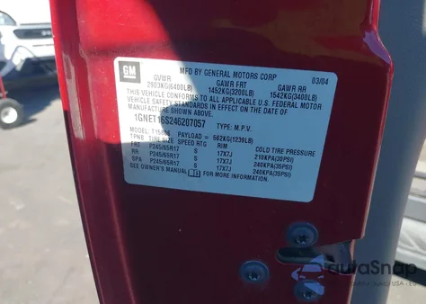 2004 Chevrolet Trailblazer Ext Lt from USA, damaged, VIN 1GNET16S246207057